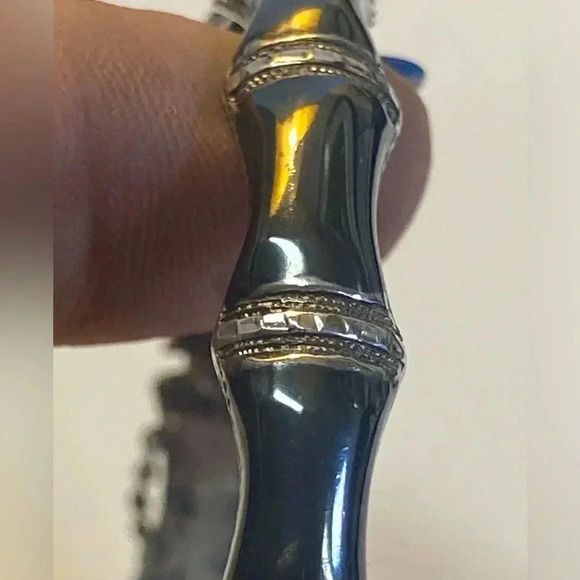 SIAM STERLING SILVER HINGED BANGLE BRACELET. VINTAGE - Picture 9 of 11